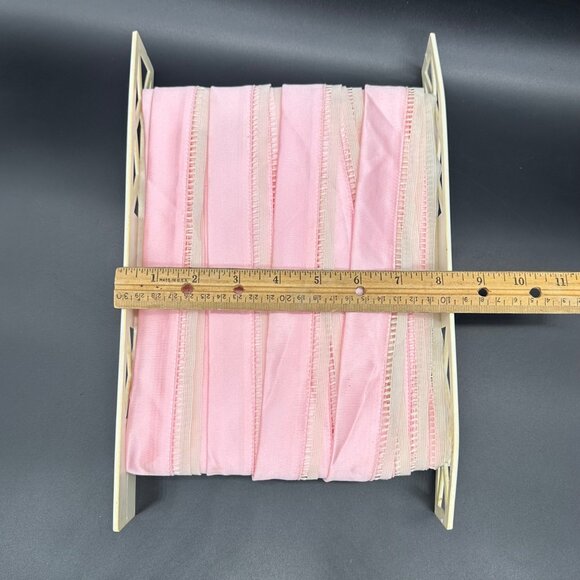 Vintage Pink Satin Ribbon Trim Edging Lingerie White Fabric Sewing Crafting READ - Picture 9 of 9